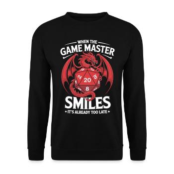 When the Gamemaster Smiles – It's Already Too Late - Unisex Pullover - Schwarz - Vorne - Alina (178cm) & Michal (187cm)