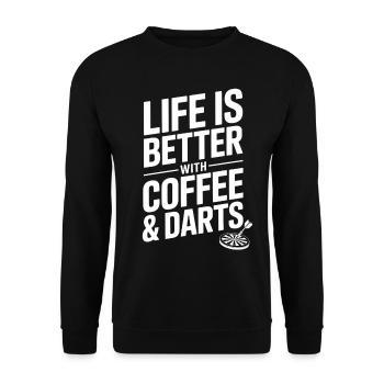 Coffee and Darts Saying Darts Player - Unisex Sweatshirt - black - Front - Alina (178cm) & Michal (187cm)