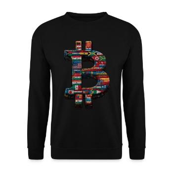 Bitcoin Design für BTC Fans - Unisex Pullover - Schwarz - Vorne - Alina (178cm) & Michal (187cm)