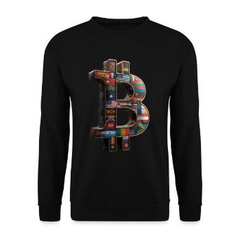 Bitcoin Design für BTC Fans - Unisex Pullover - Schwarz - Vorne - Alina (178cm) & Michal (187cm)