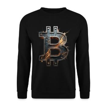 Bitcoin Design für BTC Fans - Unisex Pullover - Schwarz - Vorne - Alina (178cm) & Michal (187cm)