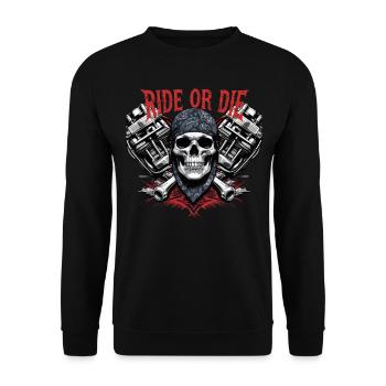 Moto Skull Ride ou Die Biker Chopper Rock - Sweat-shirt Unisexe - noir - Devant - Alina (178cm) & Michal (187cm)