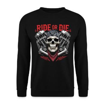 Moto Skull Ride ou Die Biker Chopper Rock - Sweat-shirt Unisexe - noir - Devant - Alina (178cm) & Michal (187cm)
