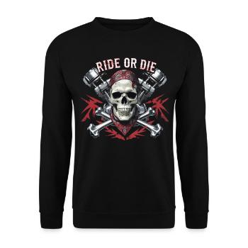 Moto Skull Ride ou Die Biker Chopper Rock - Sweat-shirt Unisexe - noir - Devant - Alina (178cm) & Michal (187cm)
