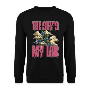 Ornithologie Le ciel est mon labo adore l’observation des oiseaux - Sweat-shirt Unisexe - noir - Devant - Alina (178cm) & Michal (187cm)