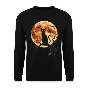 Halloween, Black Cat, Moon, Halloween Party - Unisex Sweatshirt - black - Front - Alina (178cm) & Michal (187cm)
