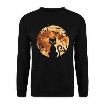 Halloween, Black Cat, Moon, Halloween Party - Unisex Sweatshirt - black - Front - Alina (178cm) & Michal (187cm)