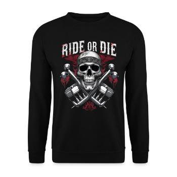 Moto Skull Ride ou Die Biker Chopper Rock - Sweat-shirt Unisexe - noir - Devant - Alina (178cm) & Michal (187cm)