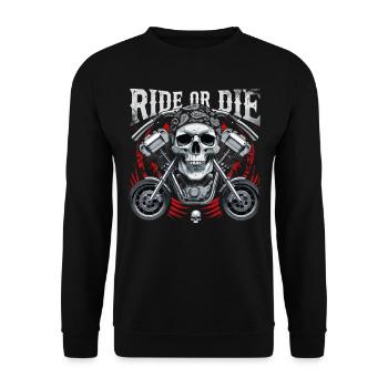 Moto Skull Ride ou Die Biker Chopper Rock - Sweat-shirt Unisexe - noir - Devant - Alina (178cm) & Michal (187cm)