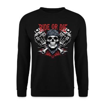 Moto Skull Ride ou Die Biker Chopper Rock - Sweat-shirt Unisexe - noir - Devant - Alina (178cm) & Michal (187cm)