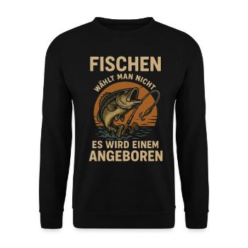 Fish Fishing Sport Rod Adventure - Unisex Sweatshirt - black - Front - Alina (178cm) & Michal (187cm)