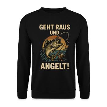 Pêche Sport Poisson Eau Liberté Rod Hameçon - Sweat-shirt Unisexe - noir - Devant - Alina (178cm) & Michal (187cm)