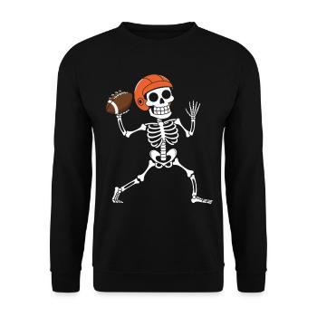 Halloween, Skeleton, Football, Halloween Party - Unisex Sweatshirt - black - Front - Alina (178cm) & Michal (187cm)