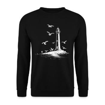 Leuchturm Möwe Hafen Moin Meer See - Unisex Pullover - Schwarz - Vorne - Alina (178cm) & Michal (187cm)