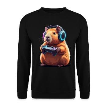 Gamer Hamster Controller Gaming Play - Unisex Sweatshirt - black - Front - Alina (178cm) & Michal (187cm)