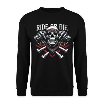 Moto Skull Ride ou Die Biker Chopper Rock - Sweat-shirt Unisexe - noir - Devant - Alina (178cm) & Michal (187cm)
