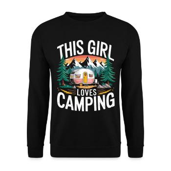 Camper Woman Loves Nature - Chemise Camping Girl - Sweat-shirt Unisexe - noir - Devant - Alina (178cm) & Michal (187cm)