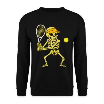 Halloween, Skeleton, Tennis, Halloween Party - Unisex Sweatshirt - black - Front - Alina (178cm) & Michal (187cm)