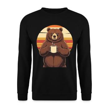 Grim Bear Coffee Mug Bears Coffee Tired - Unisex Sweatshirt - black - Front - Alina (178cm) & Michal (187cm)