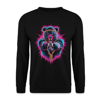 Street Style Neon Bear - Unisex Sweatshirt - black - Front - Alina (178cm) & Michal (187cm)