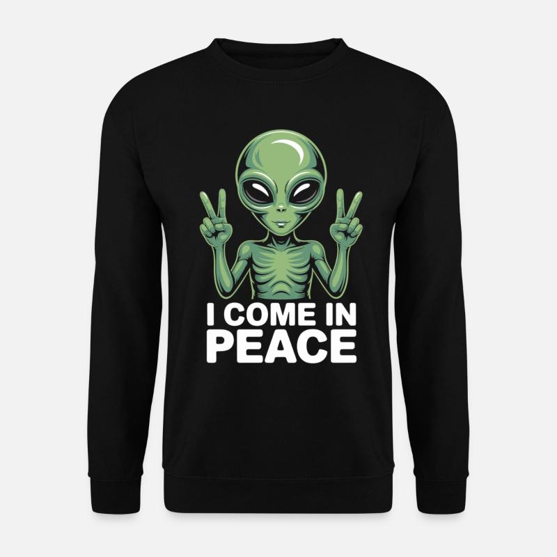 Alien with peace sign - Unisex Sweatshirt - black