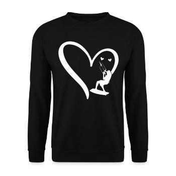 Kitesurfing Watersports Kiteboarding Heart - Unisex Pullover - Schwarz - Vorne - Alina (178cm) & Michal (187cm)