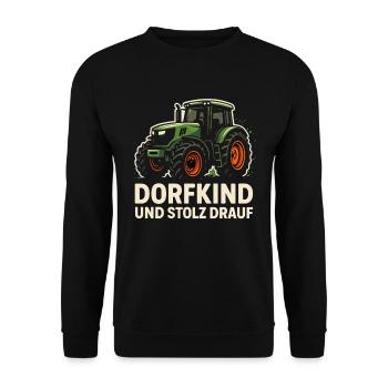 Dorfkind & Stolz Drauf – Traktor Design - Unisex Sweatshirt - black - Front - Alina (178cm) & Michal (187cm)