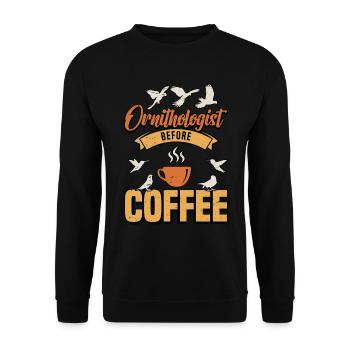 Ornithologue avant l’observation des oiseaux du café Amateur de café - Sweat-shirt Unisexe - noir - Devant - Alina (178cm) & Michal (187cm)