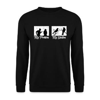 Ornithologue Mon problème Mon pictogramme Maman Papa - Sweat-shirt Unisexe - noir - Devant - Alina (178cm) & Michal (187cm)