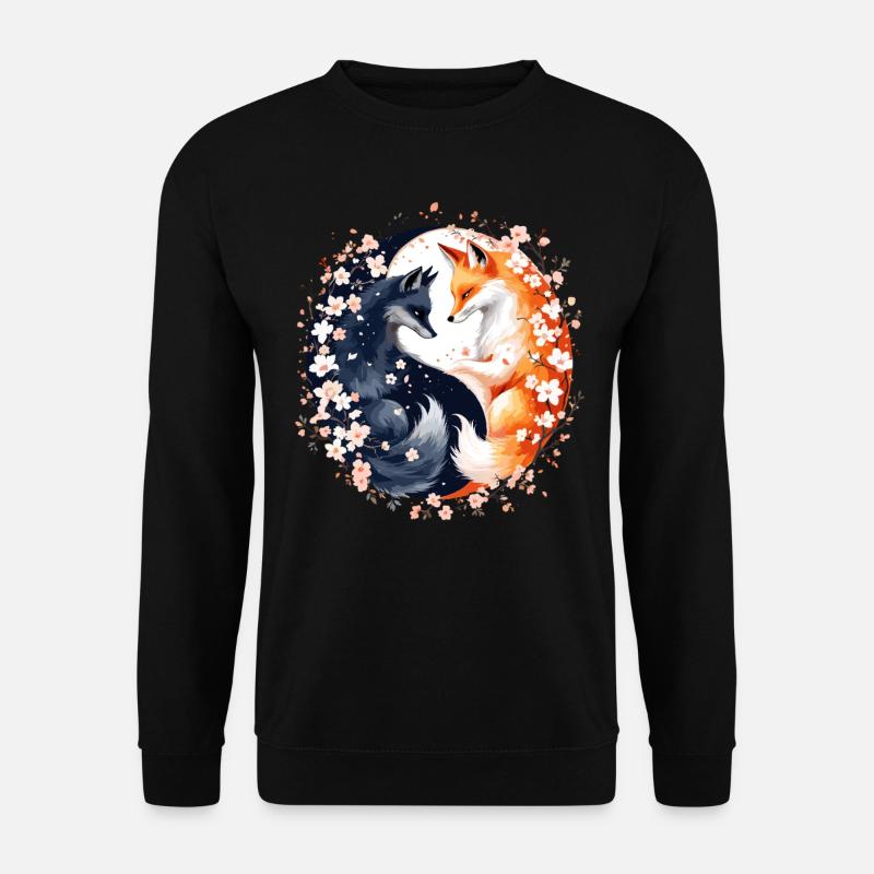 Kitsune Fuchs, Japanische Anime & Mythologie - Unisex Pullover - Schwarz