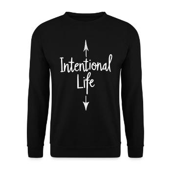 Intentional Life Conscious Life Sayings Saying - Unisex Sweatshirt - black - Front - Alina (178cm) & Michal (187cm)