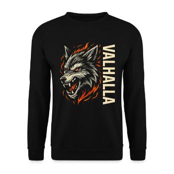 Loup Valhalla – guerrier nordique - Sweat-shirt Unisexe - noir - Devant - Alina (178cm) & Michal (187cm)