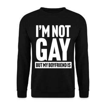 Ich bin nicht schwul, aber mein Freund ist es - Unisex Pullover - Schwarz - Vorne - Alina (178cm) & Michal (187cm)