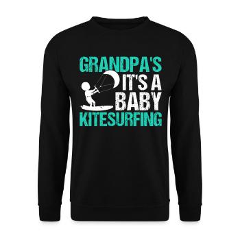 Bébé kitesurfeur - Grandpa’s Future Kitesurf - Sweat-shirt Unisexe - noir - Devant - Alina (178cm) & Michal (187cm)