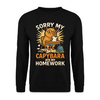 Capybara Capybara Homework Funny - Unisex Sweatshirt - black - Front - Alina (178cm) & Michal (187cm)