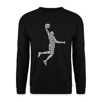 Dunking Basketball Spieler Typografie Basketballer - Unisex Pullover - Schwarz - Vorne - Alina (178cm) & Michal (187cm)