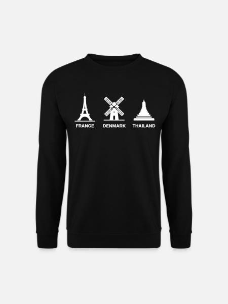 Fernweh Städte Frankreich Dänemark Thailand - Unisex Pullover - Schwarz
