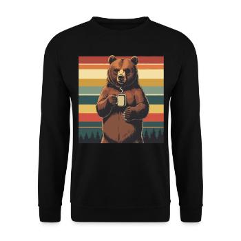 Grim Bear Coffee Mug Bears Coffee Tired - Unisex Sweatshirt - black - Front - Alina (178cm) & Michal (187cm)