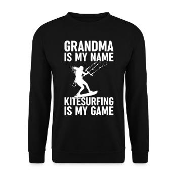 Kitesurf Mamie est mon nom Kitesurf est mon nom - Sweat-shirt Unisexe - noir - Devant - Alina (178cm) & Michal (187cm)