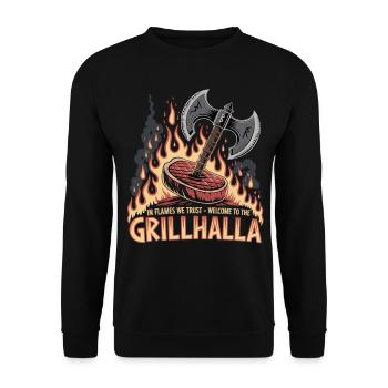 Viking Grill Shirt - Unisex Sweatshirt - black - Front - Alina (178cm) & Michal (187cm)