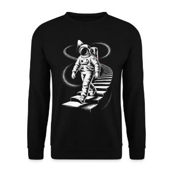 Astronaut Spacewalker Space Shirt - Unisex Sweatshirt - black - Front - Alina (178cm) & Michal (187cm)