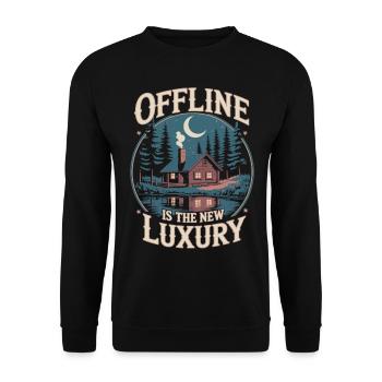 Offline ist Luxus - Digital Detox Statement - Unisex Pullover - Schwarz - Vorne - Alina (178cm) & Michal (187cm)