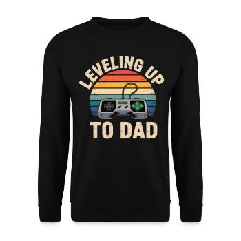 Level Up to Dad Shirt - Unisex Sweatshirt - black - Front - Alina (178cm) & Michal (187cm)