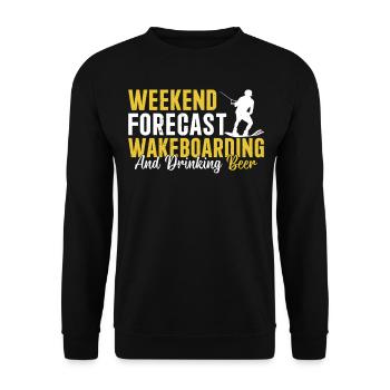 Prévisions du week-end Wakeboard et boire de la bière - Sweat-shirt Unisexe - noir - Devant - Alina (178cm) & Michal (187cm)
