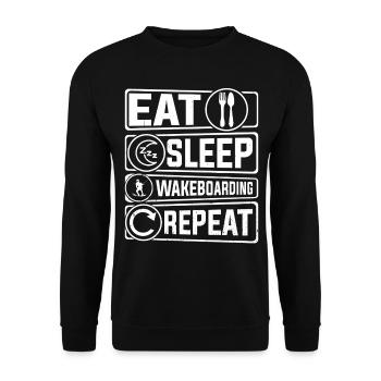 Wakeboarder drôle - Eat Sleep Wakeboard Repeat - Sweat-shirt Unisexe - noir - Devant - Alina (178cm) & Michal (187cm)