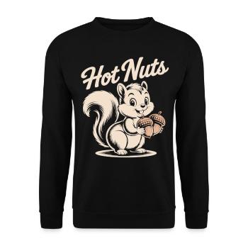 Naughty Squirrel - Hot Nuts Shirt - Unisex Sweatshirt - black - Front - Alina (178cm) & Michal (187cm)