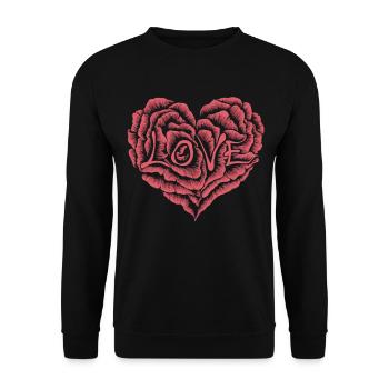 Herz aus Rosen mit Love - Unisex Pullover - Schwarz - Vorne - Alina (178cm) & Michal (187cm)