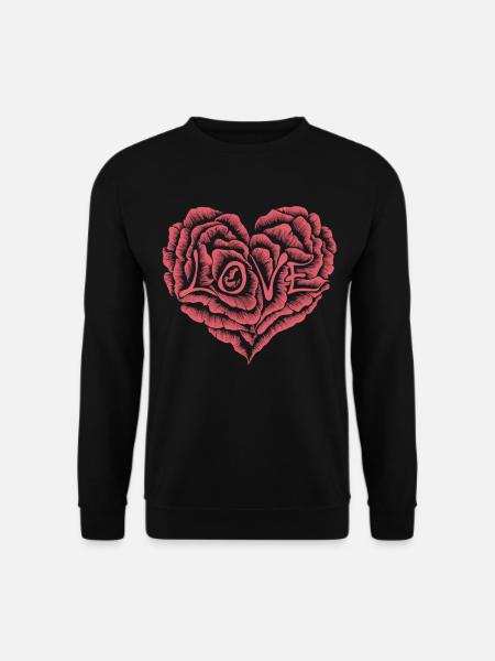 Herz aus Rosen mit Love - Unisex Pullover - Schwarz