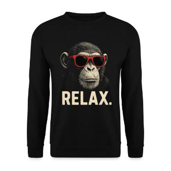 Cool Monkey avec des lunettes de soleil – Relax - Sweat-shirt Unisexe - noir - Devant - Alina (178cm) & Michal (187cm)