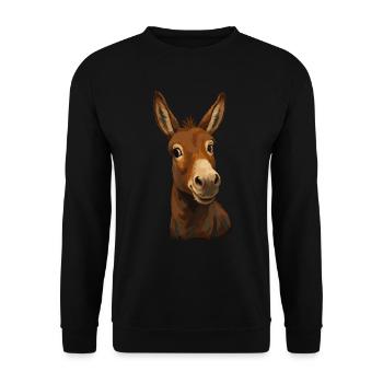 Funny Donkey Look Cartoon - Unisex Sweatshirt - black - Front - Alina (178cm) & Michal (187cm)